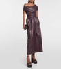 Corfu off-shoulder leather maxi dress