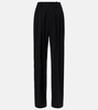 Pinstripe wool-blend wide-leg pants