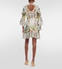 Ruffled floral silk crêpe wrap dress