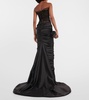 Draped lace and satin gown