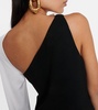 One-shoulder scarf-detail cady gown