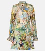 Printed silk shirt dress