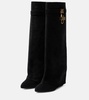 Shark Lock suede knee-high boots