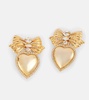 Heart crystal-embellished clip-on earrings