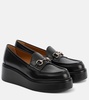 Horsebit leather wedge loafers