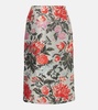 Floral jacquard pencil skirt