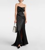 Gathered silk satin gown