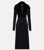 Faux-fur trimmed silk georgette coat 