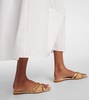 Penn raffia and metallic leather sandals