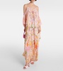 Printed embellished silk kaftan