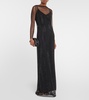 Caracas embellished mesh maxi dress