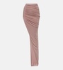 Asymmetric high-rise cupro-blend maxi skirt