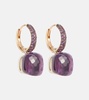 Nudo Classic 18kt rose and white gold earrings with amethysts and jades