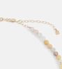 Clam Shell Small 14kt gold necklace with diamonds and morganite