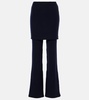 Ribbed-knit wool flared pants