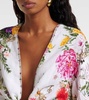 Floral tie-front linen crop top