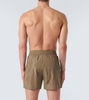 Slim-Fit Mid-Length Logo-Print Striped Swim Shorts