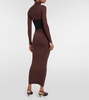 Belted jersey turtleneck maxi dress