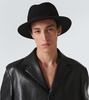 Leather-trimmed wool fedora