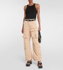 High-rise wide-leg denim cargo pants