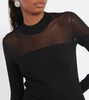 Contoured Ribs mesh-trimmed virgin wool top