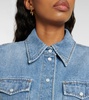 Blue Corset-Style Denim Shirt