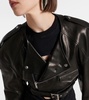 Cropped leather biker jacket