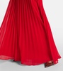 Pleated off-shoulder chiffon gown