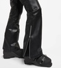 Belted faux leather ski suit