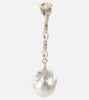 14kt gold earrings with pearls, diamonds, and topaz