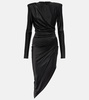 Asymmetric draped jersey minidress