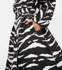 Zebra-print denim trench coat