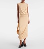 Gathered cotton jersey midi dress