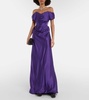 Off-shoulder bustier satin gown