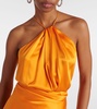 Asymmetric silk satin gown