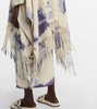 Tie-dye cashmere hooded poncho