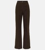 High-rise velour straight pants 