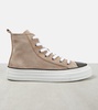 Monili-embellished high-top suede sneakers