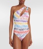 Zig-zag one-shoulder swimsuit