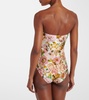 Golden belted floral swimsuit