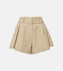 Fringed high-rise cotton-blend shorts