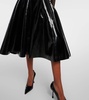 Faux patent leather midi skirt