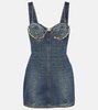 Claw embellished denim minidress