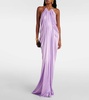 Draped halterneck jersey gown