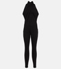 Halterneck crepe jumpsuit