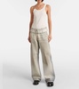 Low-rise coated denim wide-leg pants