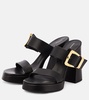 Buckle Slide leather platform mules