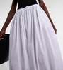 Pleated cotton poplin wide-leg pants