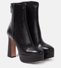 Groove leather platform ankle boots