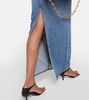 High-rise denim maxi skirt